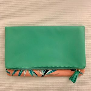 Rachel Pally Leather Clutch - Tropical Pattern